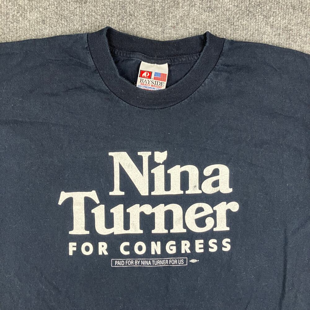 Bayside T-Shirt Men's Size Large Black‎ Nina Turner for Congress Graphic